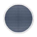 Drap de plage rond de 155 cm de diamètre en coton 180g/m².-Bleu-8719941036352