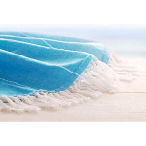 Drap de plage rond de 155 cm de diamètre en coton 180g/m².-Bleu-8719941036352-4