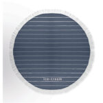 Drap de plage rond de 155 cm de diamètre en coton 180g/m².-Bleu-8719941036352-5