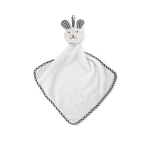 Serviette bébé en peluche en polyester velours avec lapin sur le dessus. 180gr/m².-Blanc-8719941044746