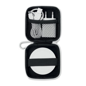 Set chargeur sans fil en ABS. Présenté dans une pochette EVA / PU. Contient une prise européenne et un câble de charge USB A vers Micro B. Données de sortie: DC5V / 1.0A.-Blanc-8719941044944-6