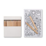 Set de dessin adulte avec 10 cartes et 12 crayons de couleur.-Blanc-8719941026735