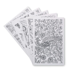 Set de dessin adulte avec 10 cartes et 12 crayons de couleur.-Blanc-8719941026735-2