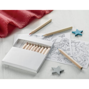 Set de dessin adulte avec 10 cartes et 12 crayons de couleur.-Blanc-8719941026735-4