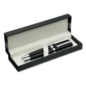 Set d'écriture présenté en coffret cadeau. Stylo à  bille twist et roller. Encre bleue.-Noir-8719941009608-1