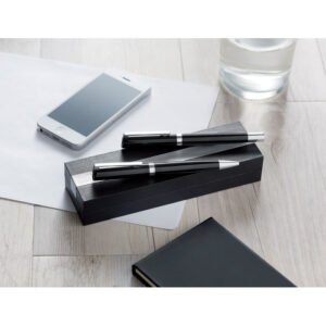 Set d'écriture présenté en coffret cadeau. Stylo à  bille twist et roller. Encre bleue.-Noir-8719941009608-4