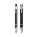 Set stylo en aluminium comprenant un stylo bille poussoir à  encre bleue et un portemine dans un coffret métal.-Noir-8719941050624-1