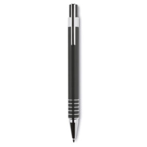 Set stylo en aluminium comprenant un stylo bille poussoir à  encre bleue et un portemine dans un coffret métal.-Noir-8719941050624-6