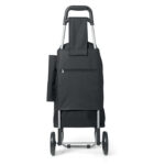 Chariot de courses  en polyester 600D capacité 25 litres avec mécanisme amovible pour un rangement facile. petit compartiment zippé au dos et accroche parapluie sur le coté.-Noir-8719941023383-1