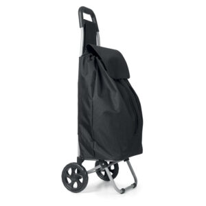 Chariot de courses  en polyester 600D capacité 25 litres avec mécanisme amovible pour un rangement facile. petit compartiment zippé au dos et accroche parapluie sur le coté.-Noir-8719941023383-2