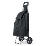 Chariot de courses  en polyester 600D capacité 25 litres avec mécanisme amovible pour un rangement facile. petit compartiment zippé au dos et accroche parapluie sur le coté.-Noir-8719941023383-3