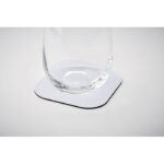 Sous-verre à  sublimation en polyester avec base en caoutchouc noir.-Blanc-8719941056565-6