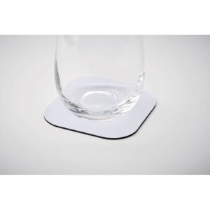 Sous-verre à  sublimation en polyester avec base en caoutchouc noir.-Blanc-8719941056565-6