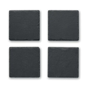 Ensemble de 4 sous-verres en ardoise avec fond EVA.-Noir-8719941003507-2