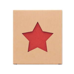 Lot de 4 sous-verres en feutre RPET en forme d'étoile présentés dans une boîte kraft.-Rouge-8719941054165-7