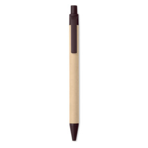 Stylo à  bille à  bouton-poussoir composé à  40% de cosse  de café et 60% en ABS. Encre bleue.-Marron-8719941047204-2