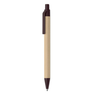 Stylo à  bille à  bouton-poussoir composé à  40% de cosse  de café et 60% en ABS. Encre bleue.-Marron-8719941047204