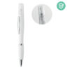 Stylo à  bille antibactérien à  bouton-poussoir avec corps en ABS et vaporisateur rechargeable (4ml) livré vide. ISO 22196. Encre bleue.-Blanc-8719941050532