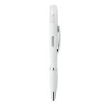 Stylo à  bille antibactérien à  bouton-poussoir avec corps en ABS et vaporisateur rechargeable (4ml) livré vide. ISO 22196. Encre bleue.-Blanc-8719941050532-5