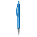 Stylo bille automatique en ABS  avec corps transparent et  pointe brillante. Encre bleue.-Transparent Bleu-8719941026148-1