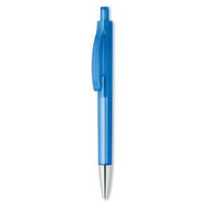 Stylo bille automatique en ABS  avec corps transparent et  pointe brillante. Encre bleue.-Transparent Bleu-8719941026148