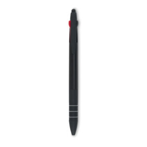 Stylo bille  3 couleurs avec stylet  en ABS . Encres rouge