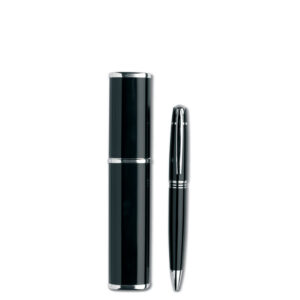 Stylo bille twist métal dans boite cadeau aluminium. Encre noire.-Noir-8719941008052