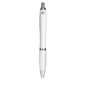 Stylo bille en ABS à  bouton-poussoir  avec corps antibactérien. Cet article contient  un additif spécial (nano argent) qui empêche les bactéries de coloniser la surface du stylo. ISO 22196. Encre bleue.-Blanc-8719941049680-1