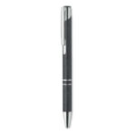 Stylo bille à  bouton poussoir en 50% paille de blé et 50% ABS avec armatures en argent. Encre bleue.-Noir-8719941044432