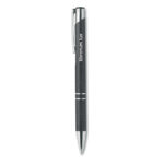 Stylo bille à  bouton poussoir en 50% paille de blé et 50% ABS avec armatures en argent. Encre bleue.-Noir-8719941044432-5