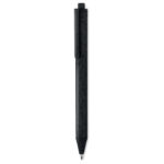 Stylo bille poussoir en paille de blé 50% et ABS 50% (encre bleue).-Noir-8719941040861-1