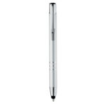 Stylo bille automatique en aluminium avec 3 bagues dans la partie inférieure et embout sensible. Encre bleue.-Argent mat-8719941020702