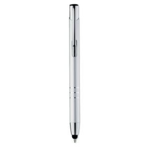 Stylo bille automatique en aluminium avec 3 bagues dans la partie inférieure et embout sensible. Encre bleue.-Argent mat-8719941020702