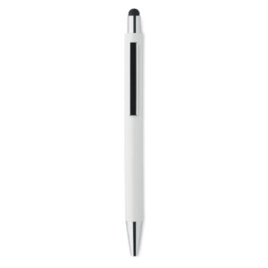 Stylo et stylet à  bouton-poussoir en ABS avec revêtement antibactérien. ISO 22196. Encre bleue.-Blanc-8719941050525-1