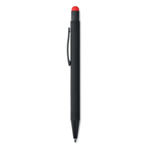 Stylo poussoir stylet en aluminium. Le corps du stylo a une couleur ensous couche qui correspond au stylet après la gravure au laser. Encrebleue.-Rouge-8719941010765-1