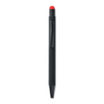 Stylo poussoir stylet en aluminium. Le corps du stylo a une couleur ensous couche qui correspond au stylet après la gravure au laser. Encrebleue.-Rouge-8719941010765