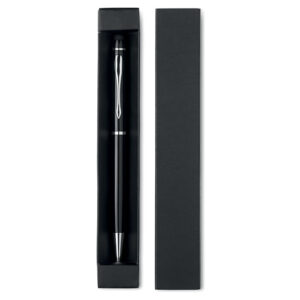 Stylo bille touch twist en aluminium. Encre bleue. Présenté dans boite cartonnée assortie.-Noir-8719941009776