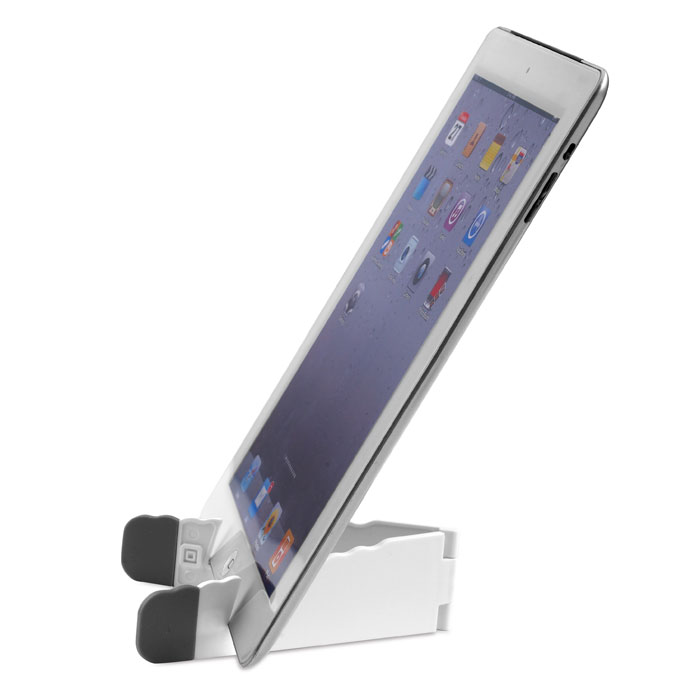 Support pliable pour tablette graphique et smartphone en ABS blanc avec couvercle silicone gris.-Blanc-8719941020115-2