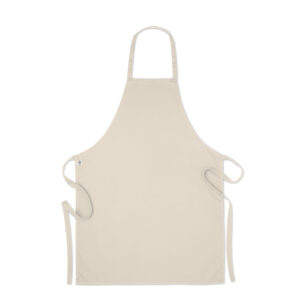 Tablier de cuisine avec 2 poches avant en coton organique 200 gr/m². Produit sous une norme certifiée pour l'utilisation de substances nocives dans le textile.-Beige-8719941053700-3