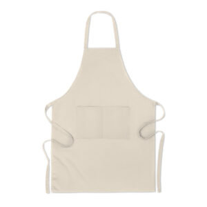 Tablier de cuisine avec 2 poches avant en coton organique 200 gr/m². Produit sous une norme certifiée pour l'utilisation de substances nocives dans le textile.-Beige-8719941053700