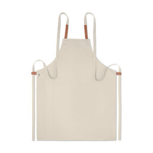 Tablier de cuisine réglable avec 2 poches frontales en coton/toile organique de 340 gr/m². Produit sous une norme certifiée pour l'utilisation de substances nocives dans le textile. Présenté dans une boîte individuelle.-Beige-8719941053472-3