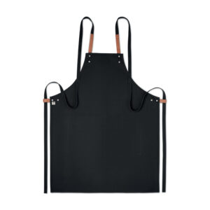 Tablier de cuisine réglable avec 2 poches frontales en coton/toile organique de 340 gr/m². Produit sous une norme certifiée pour l'utilisation de substances nocives dans le textile. Présenté dans une boîte individuelle.-Noir-8719941053564-3