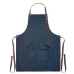 Tablier de cuisine réglable avec 3 poches avant en denim 240 gr/m² avec bretelles en coton.  Présenté dans une boîte individuelle.-Bleu-8719941053793-1