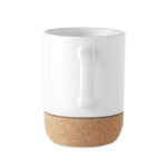 Tasse en céramique avec revêtement spécial pour l'impression par sublimation et détail de la base en liège. Emballage individuel dans une boîte en carton blanche.  Contenance: 300 ml-Blanc-8719941054387-3