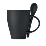 Mug réutilisable en PP avec cuillère. Contenance  300 ml.-Noir-8719941053595-1