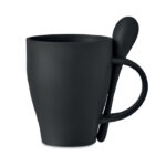 Mug réutilisable en PP avec cuillère. Contenance  300 ml.-Noir-8719941053595-2