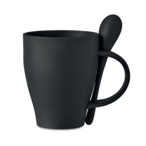 Mug réutilisable en PP avec cuillère. Contenance  300 ml.-Noir-8719941053595-2
