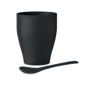 Mug réutilisable en PP avec cuillère. Contenance  300 ml.-Noir-8719941053595-3