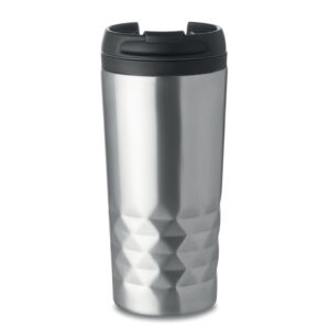 Tasse de voyage à  double paroi en acier inoxydable à  double paroi. Intérieur en PP. Contenance 280 ml.-Argent mat-8719941003453-1