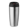 Mug à  double paroi en acier inoxydable. Anti fuite et avec fermeture sécurisée. Contenance 350ml. Anti fuite.-Argent mat-8719941003415